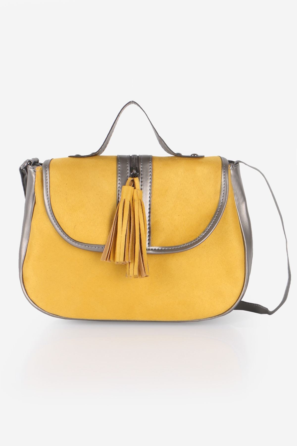 Women's Fringe Mustard Suede Crossbody Bag