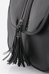 Women's Fringe Patent Leather Detail Black Crossbody Bag