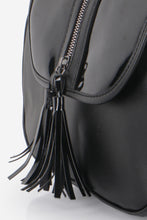 Load image into Gallery viewer, Women's Fringe Patent Leather Detail Black Crossbody Bag
