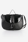 Women's Fringe Patent Leather Detail Black Crossbody Bag