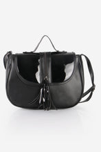 Load image into Gallery viewer, Women's Fringe Patent Leather Detail Black Crossbody Bag
