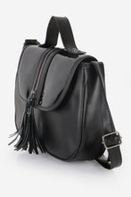 Load image into Gallery viewer, Women's Fringe Patent Leather Detail Black Crossbody Bag
