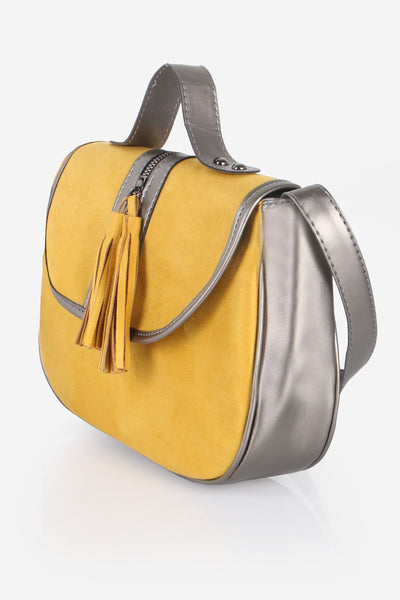 Women's Fringe Mustard Suede Crossbody Bag