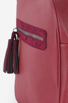 Women's Fringe Zipped Claret Red Backpack