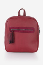 Charger l'image dans la galerie, Women's Fringe Zipped Claret Red Backpack
