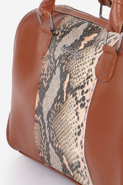 Women's Snake Pattern Ginger Leather Sleeve Bag