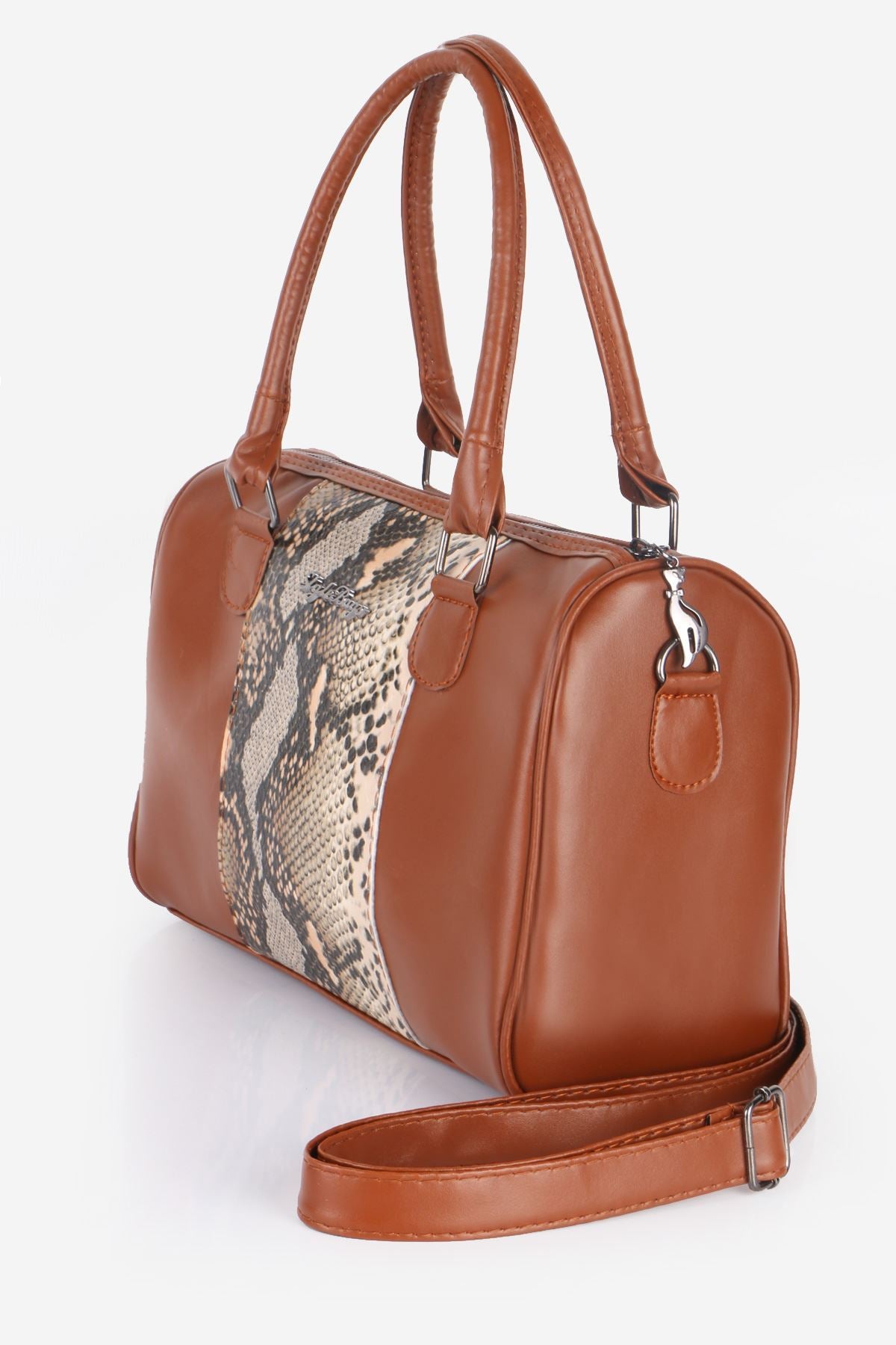 Women's Snake Pattern Ginger Leather Sleeve Bag