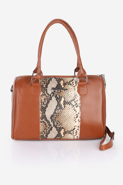 Women's Snake Pattern Ginger Leather Sleeve Bag