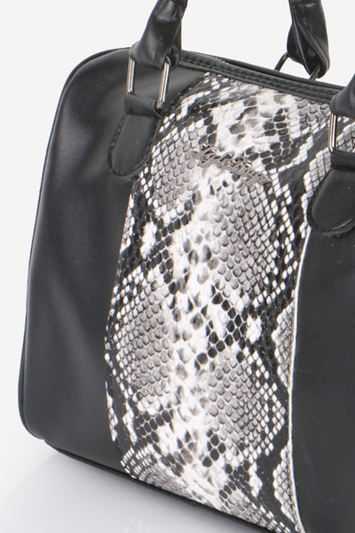 Women's Snake Pattern Black Leather Sleeve Bag