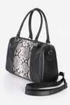 Women's Snake Pattern Black Leather Sleeve Bag