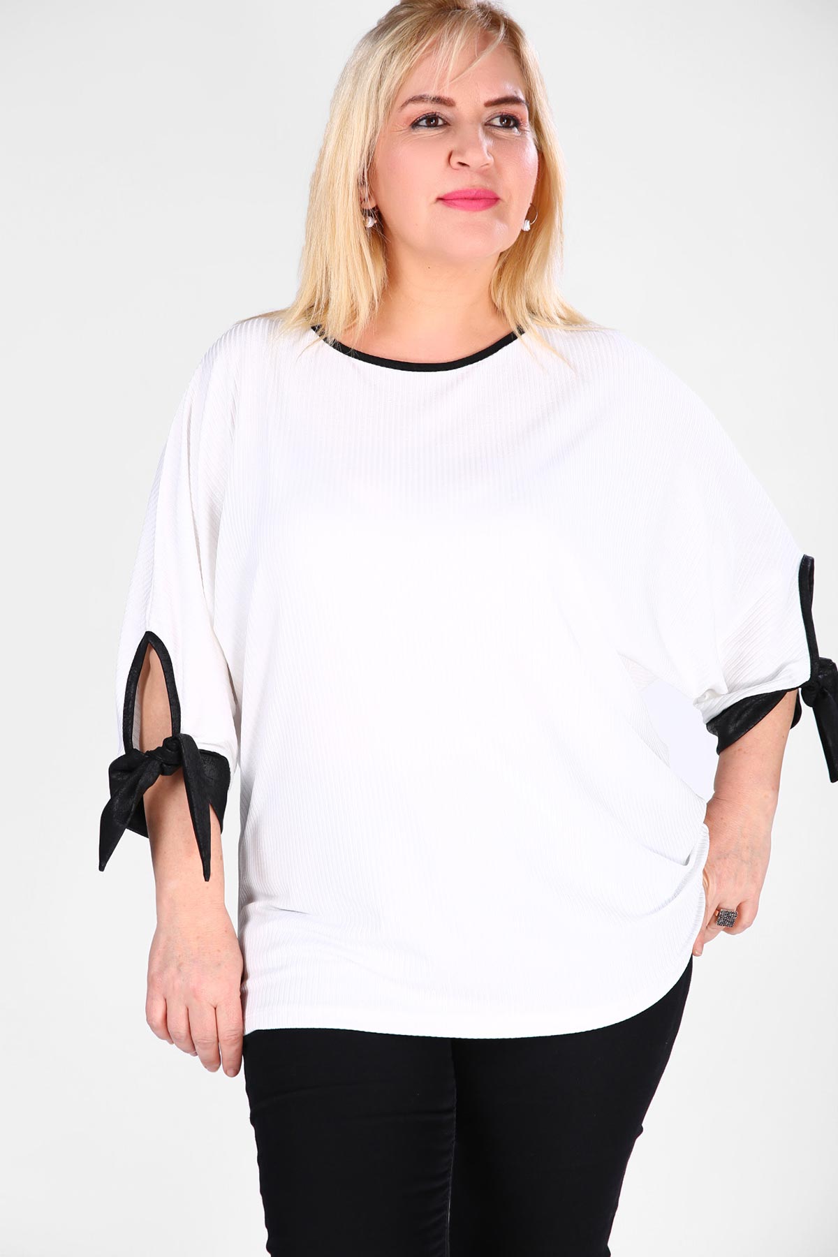 Oversize Ribbed Ecru Blouse