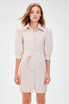 Women's Belted Beige Dress