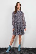Load image into Gallery viewer, Women's Patterned Navy Blue Short Dress
