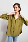 Women's Button Khaki Relaxed-Fit Shirt
