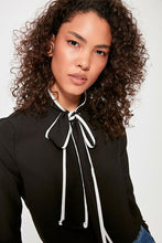 Load image into Gallery viewer, Women's Tie Collar Black Shirt
