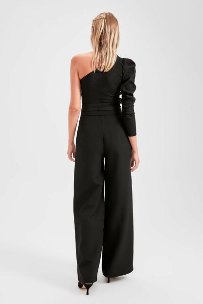 Women's Belted Black Pants