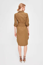 Load image into Gallery viewer, Women's Belted Camel Dress
