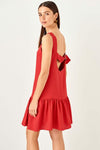 Women's Back Belted Red Dress