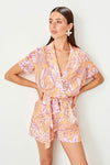 Women's Patterned Orange Overalls