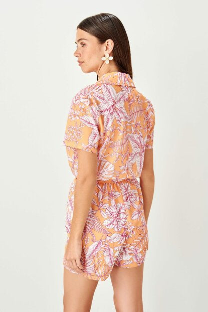 Women's Patterned Orange Overalls