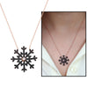 Women's Black Zircon Gemmed Snowflake Pendant 925 Carat Silver Necklace