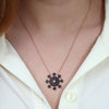 Women's Black Zircon Gemmed Snowflake Pendant 925 Carat Silver Necklace