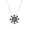 Women's Black Zircon Gemmed Snowflake Pendant 925 Carat Silver Necklace
