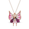 Women's Zircon Gemmed Butterfly Pendant 925 Carat Silver Necklace