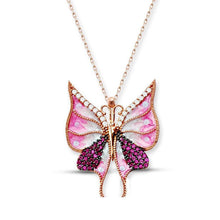 Charger l'image dans la galerie, Women's Zircon Gemmed Butterfly Pendant 925 Carat Silver Necklace
