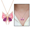 Women's Zircon Gemmed Butterfly Pendant 925 Carat Silver Necklace