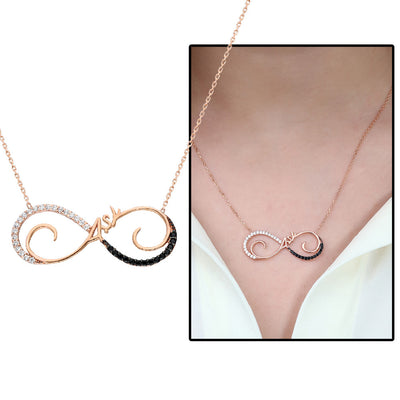 Women's Zircon Gemmed Rose Plated 925 Carat Silver Necklace
