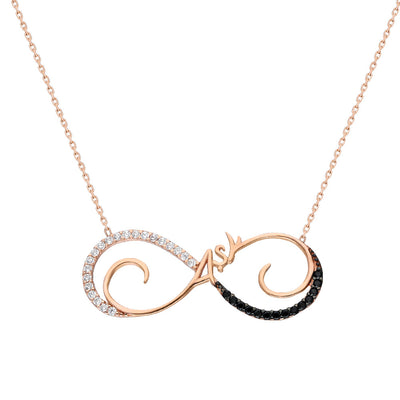 Women's Zircon Gemmed Rose Plated 925 Carat Silver Necklace