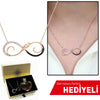 Women's Zircon Gemmed Rose Plated 925 Carat Silver Necklace