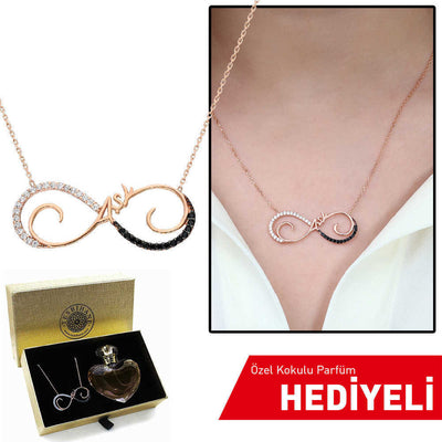 Women's Zircon Gemmed Rose Plated 925 Carat Silver Necklace