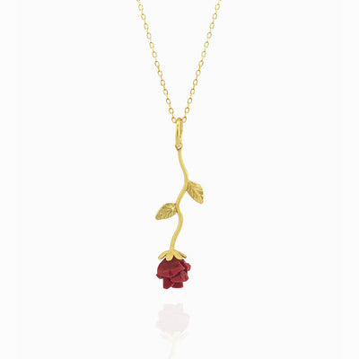 Women's Nacre Gem Rose Pendant 925 Carat Silver Necklace