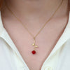 Women's Nacre Gem Rose Pendant 925 Carat Silver Necklace