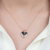 Women's Personalized Zircon Gemmed Rose Plated 925 Carat Silver Necklace