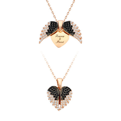 Women's Personalized Zircon Gemmed Rose Plated 925 Carat Silver Necklace