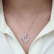 Load image into Gallery viewer, Women's Zircon Gemmed Rose &amp; Heart Pendant 925 Carat Silver Necklace
